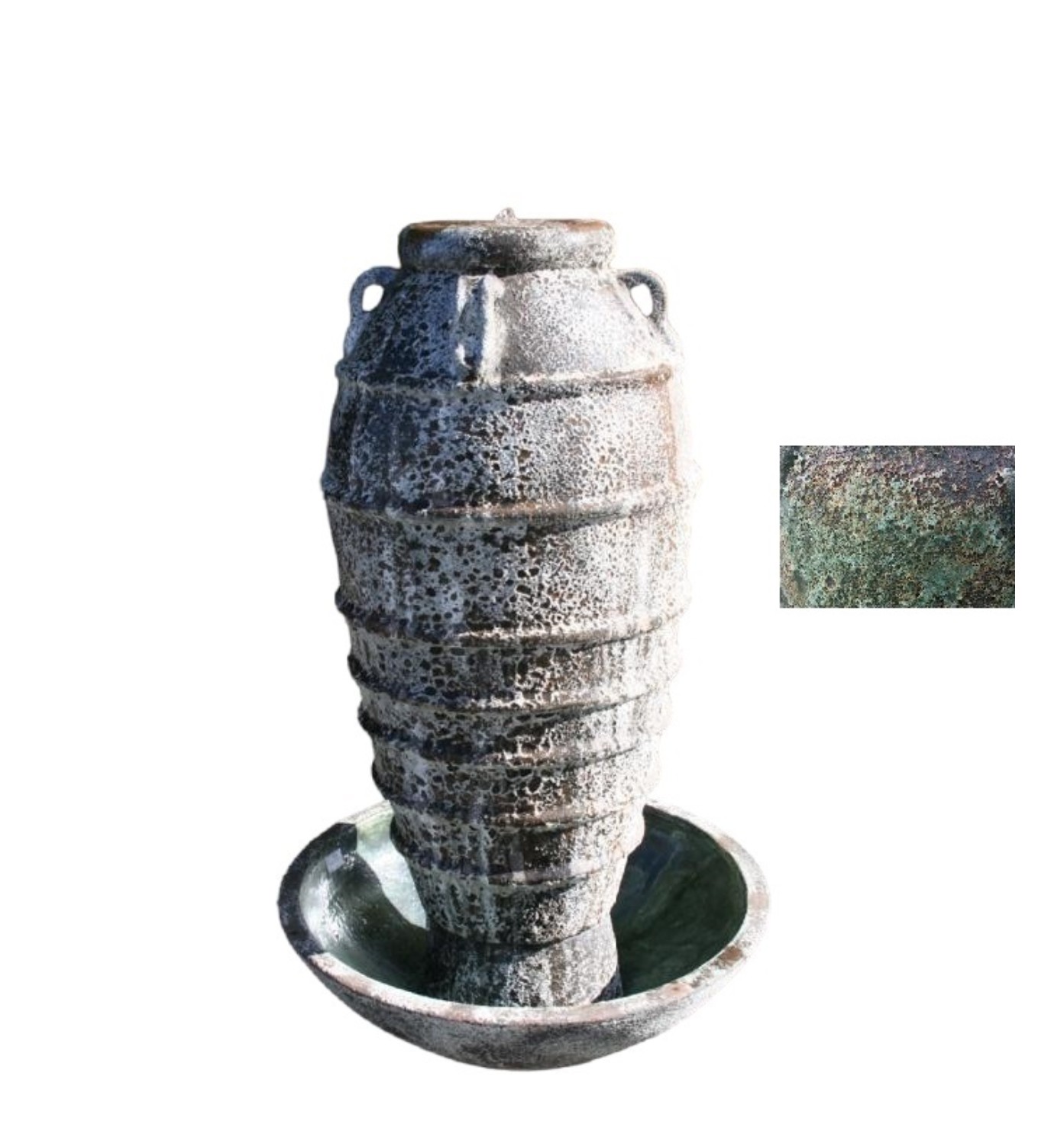 3PC Oceanic Green 112cm Ribbed Jar Fountain