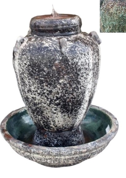 3PC Oceanic White 46cm Monkey Jar Fountain