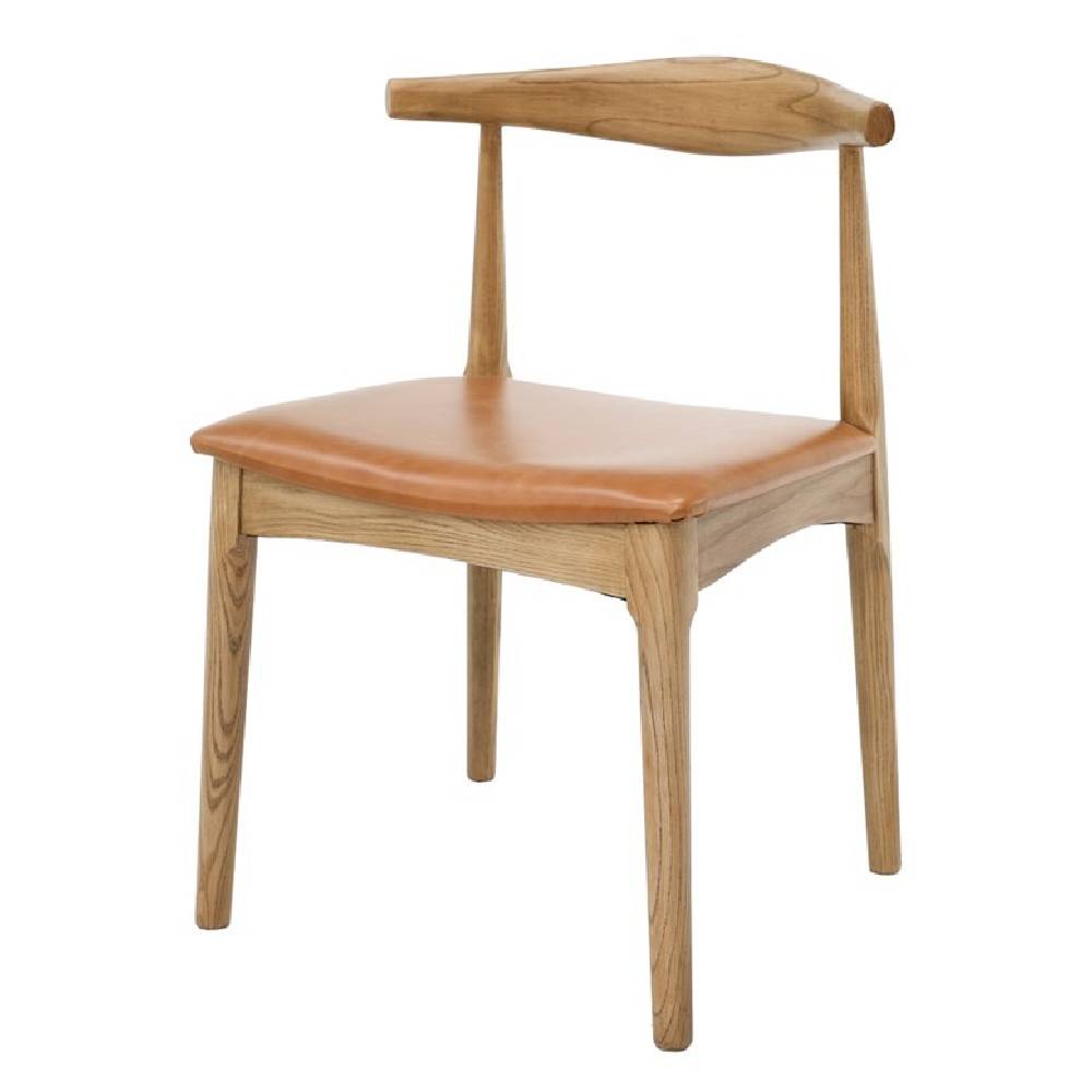 Bowen Dining Chair Natural Frame Tan Leather