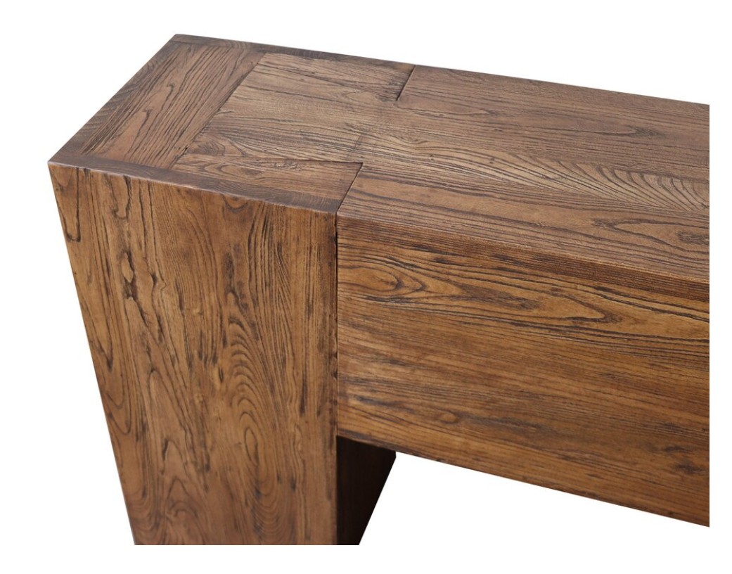 DOVETEAIL BLOCK CONSOLE ANTIQUE ELM RECLAIMED ELM - Image 5