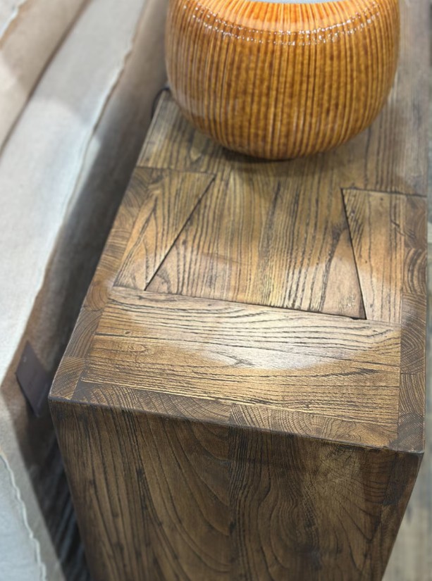 DOVETEAIL BLOCK CONSOLE ANTIQUE ELM RECLAIMED ELM - Image 3