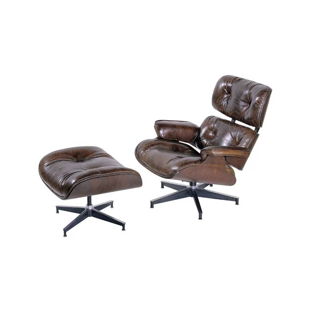 EAMES CHAIR & FOOTSTOOL VINTAGE CIGAR
