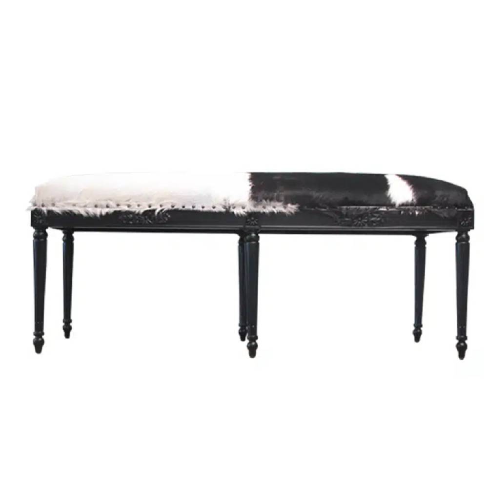 Goat Skin Double Stool Black Vintage Black + Black Goat Skin