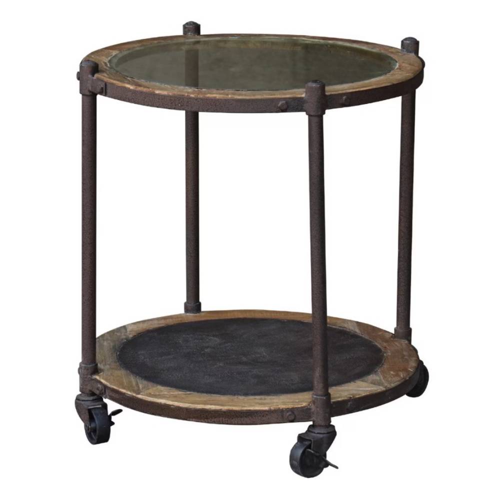 SIDE TABLE - GLASS TOP/METAL SHELF