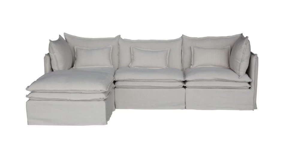 Malta Double Cushion Sectional Ottoman – Salt & Pepper - Image 3