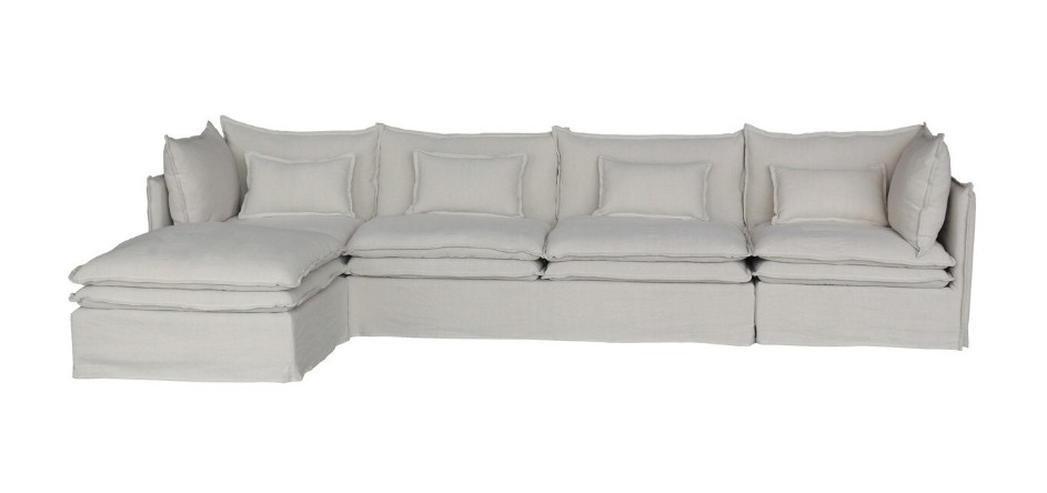 Malta Double Cushion Sectional Ottoman – Salt & Pepper - Image 2